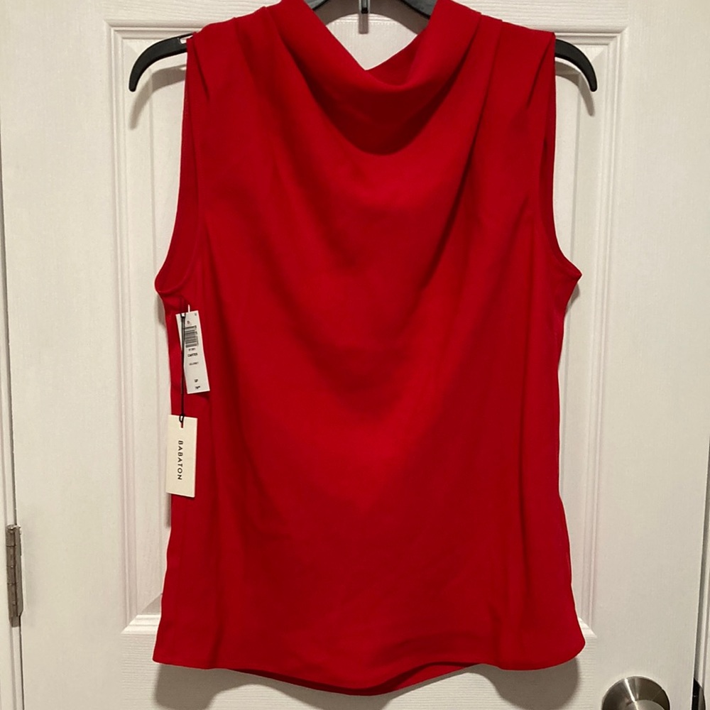 Babaton Lipstick Red Cowl Neck Blouse Sz S